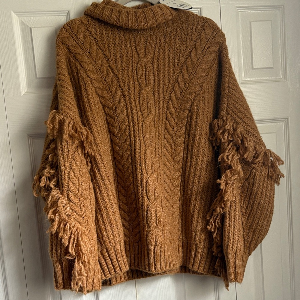 Scoop NYC Brown Cable Knit Turtleneck Sweater
